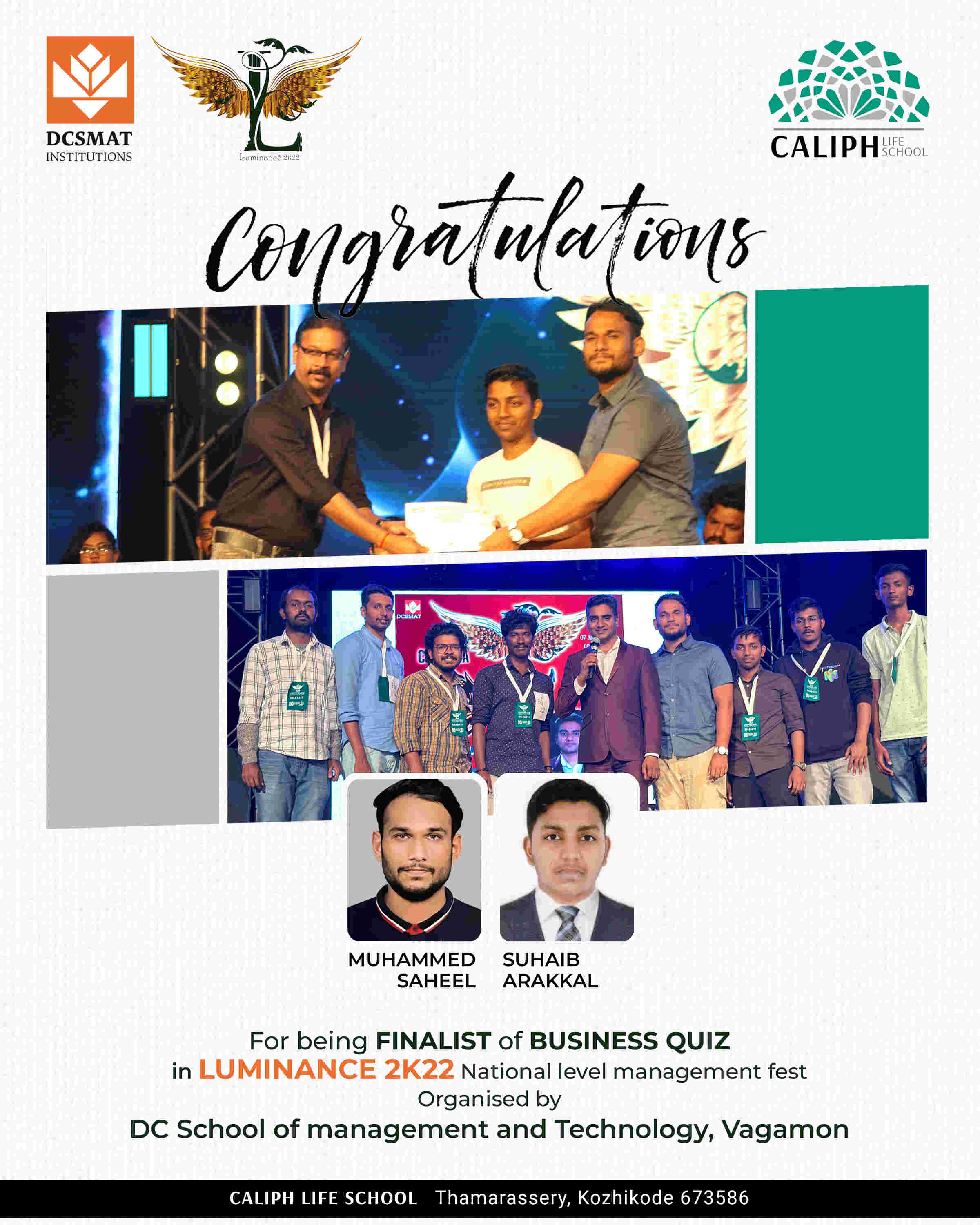 FINALIST OF BUSINESS QUIZ, LUMINANCE MANAGEMENT FEST 2022